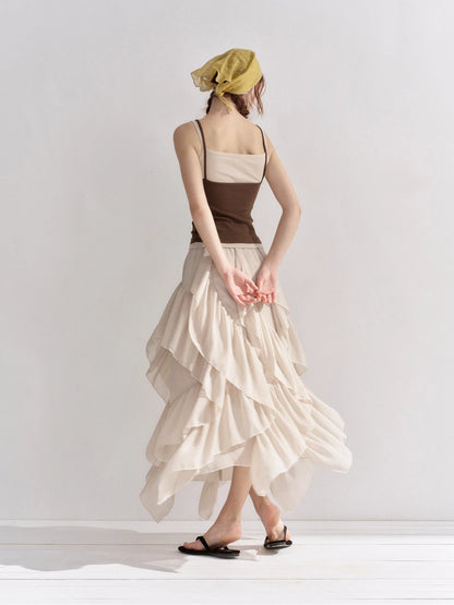 Ruffle Layer Chiffon Skirt