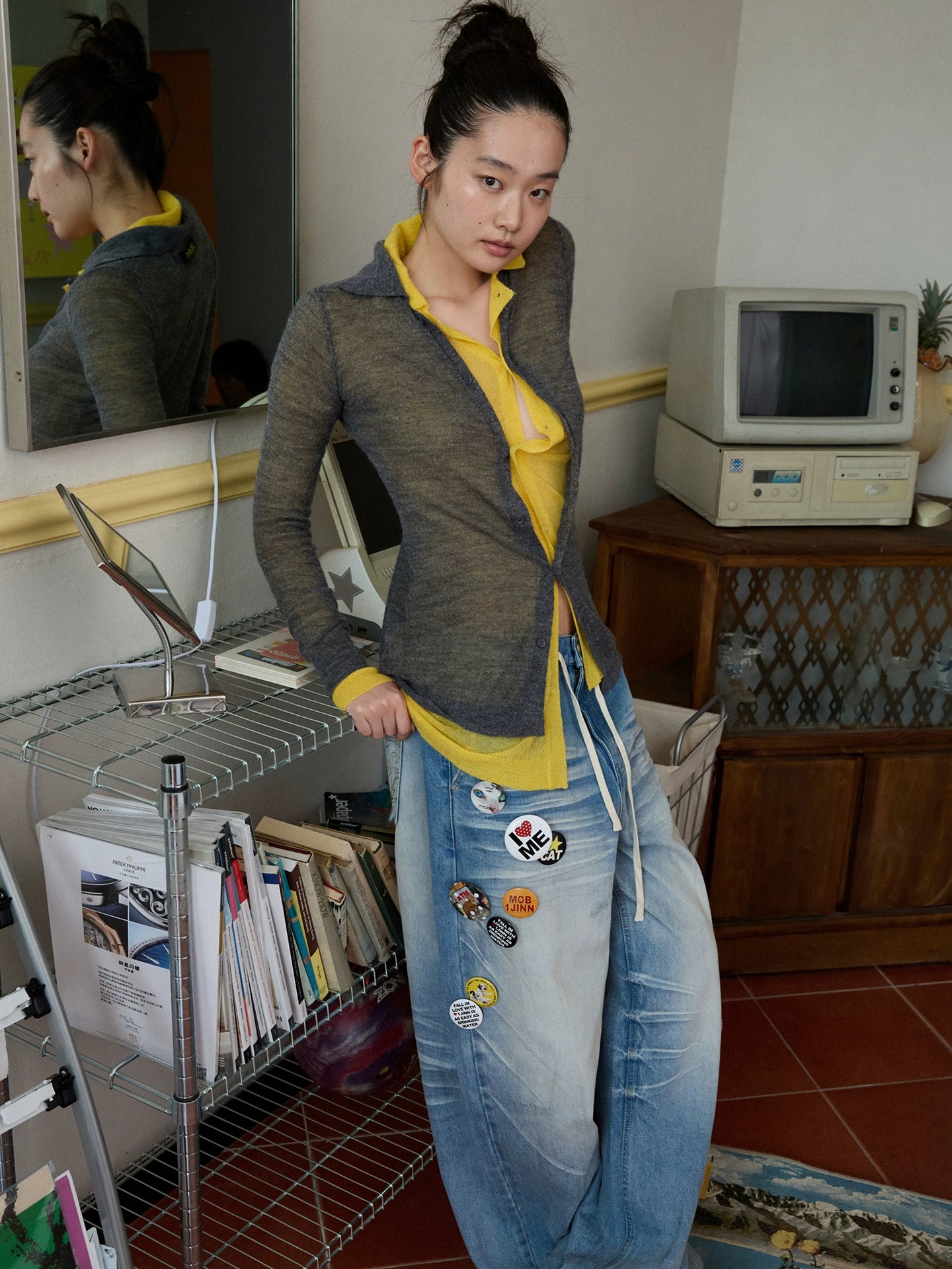 Mohair Slim Transparent Cardigan