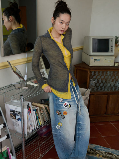 Mohair Slim Transparent Cardigan