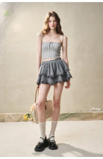 Flower Embroidered Lace Waist Skirt