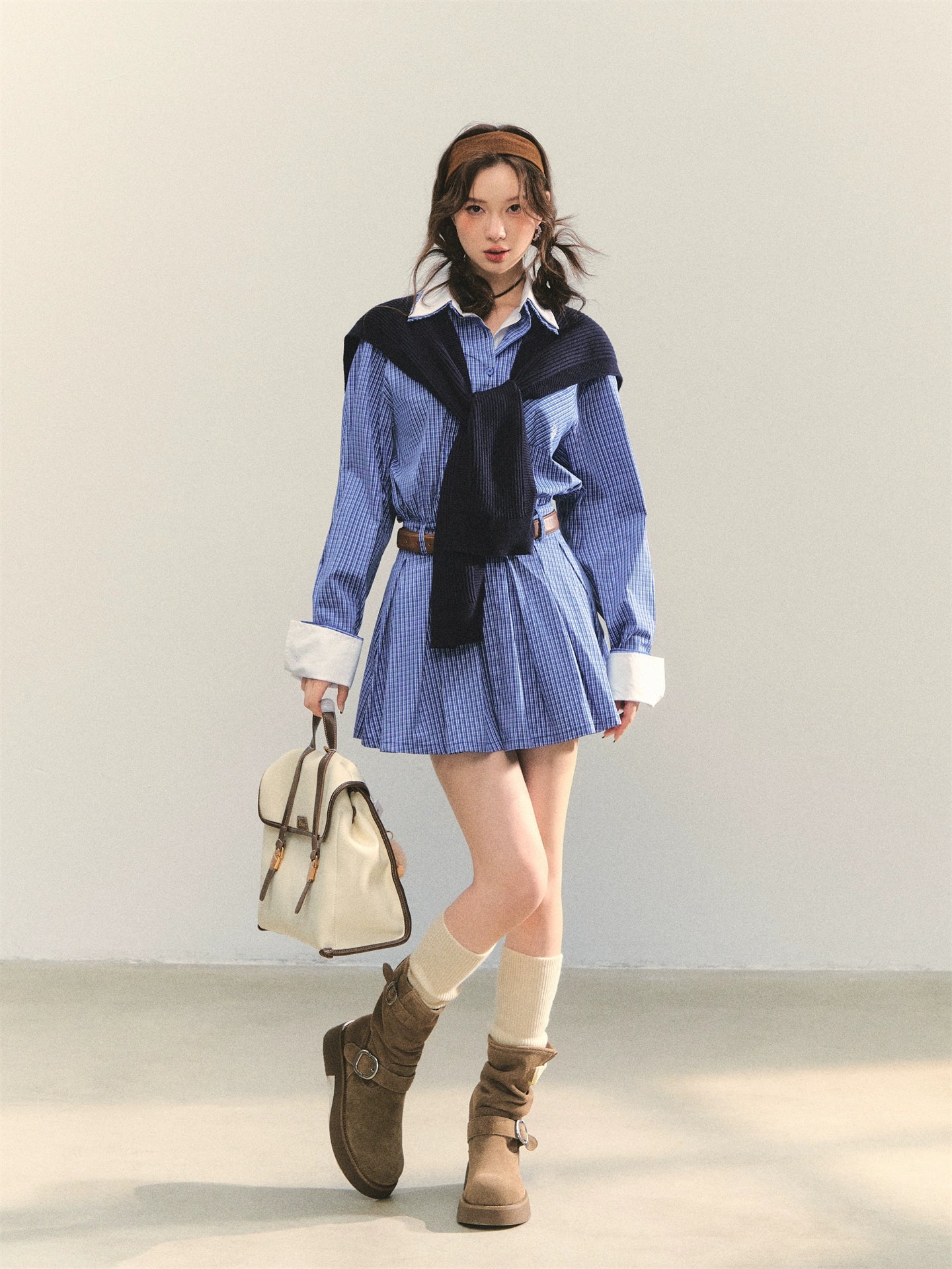 PLaid Cape A-Line 2-in-1 Dress &amp; Cape Set