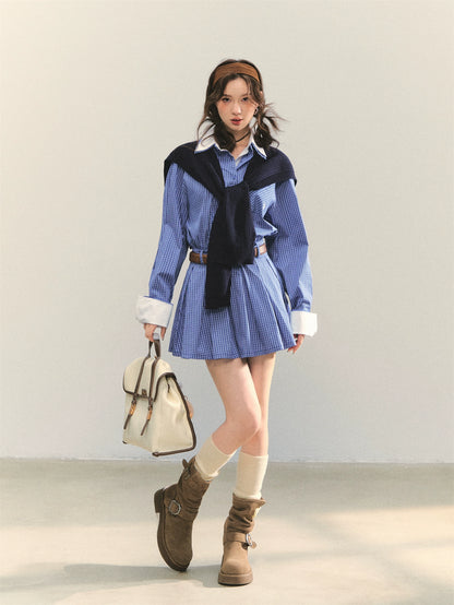 PLaid Cape A-Line 2-in-1 Dress &amp; Cape Set