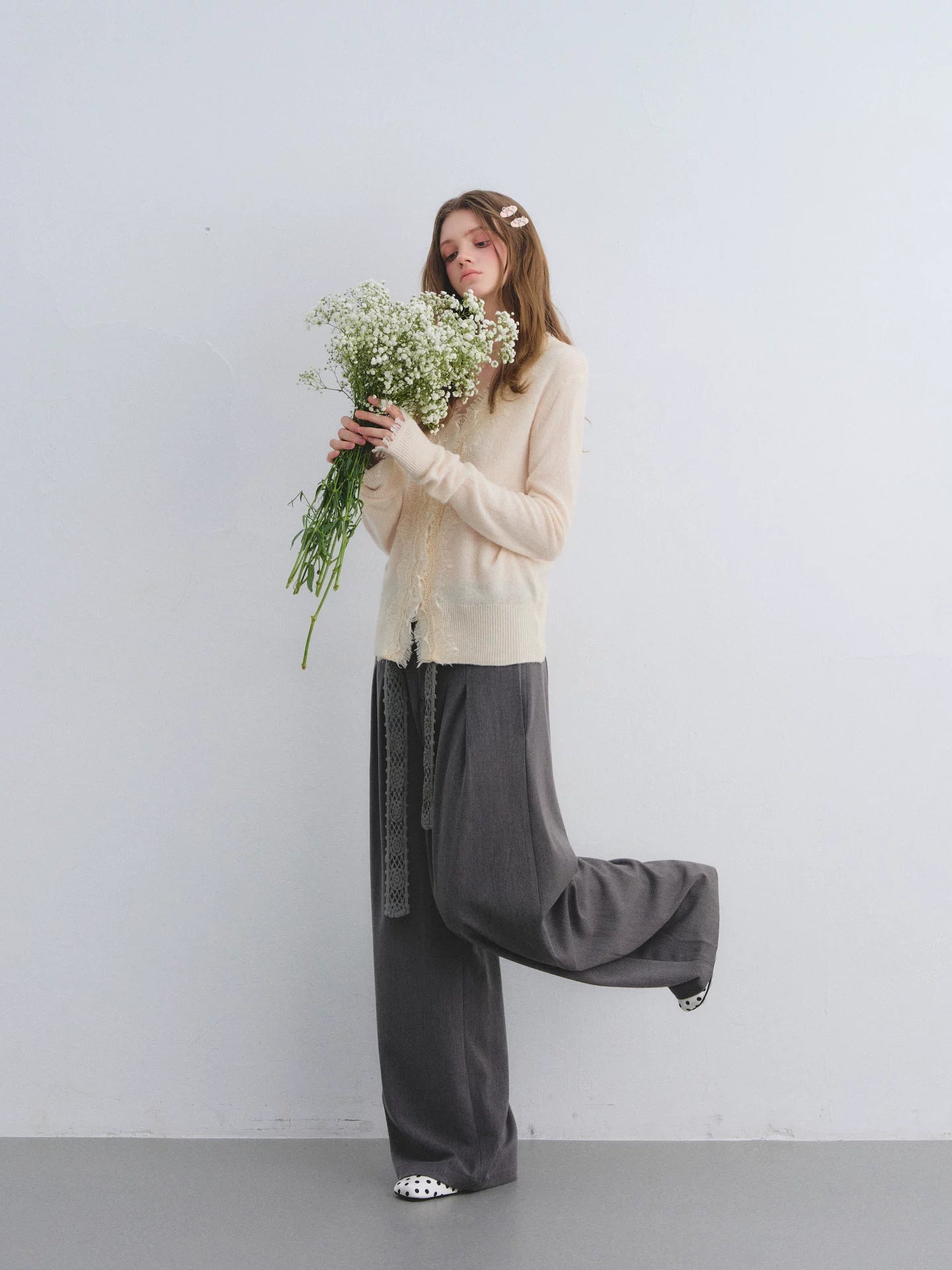 Crochet Belt Pleated Trousers