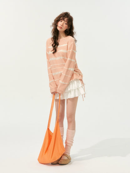 Color-Block Irregular Striped Soft Sweater
