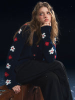Vintage Floral Jacquard Collar Cardigan