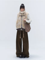 Leopard Pocket Pleated Wide-Leg Pants