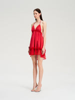 Red Layered Puff Dress