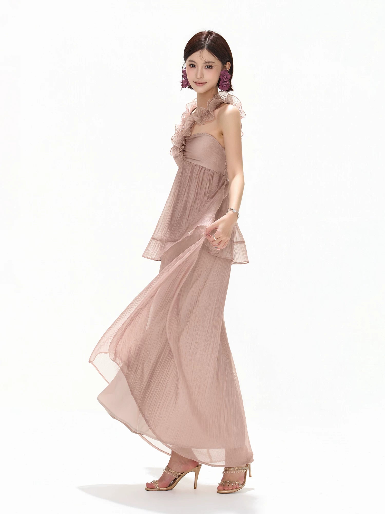 Ruffle Halter Maxi Dress