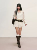 White Relaxed Shirt & Skirt Set