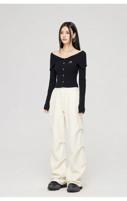 Black &amp; Off-white Turn-down Collar Sweater