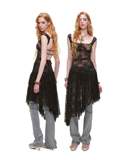 U-Neck Lace Back Dress