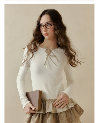 Brown &amp; White Knit Plaid Tiered Dress