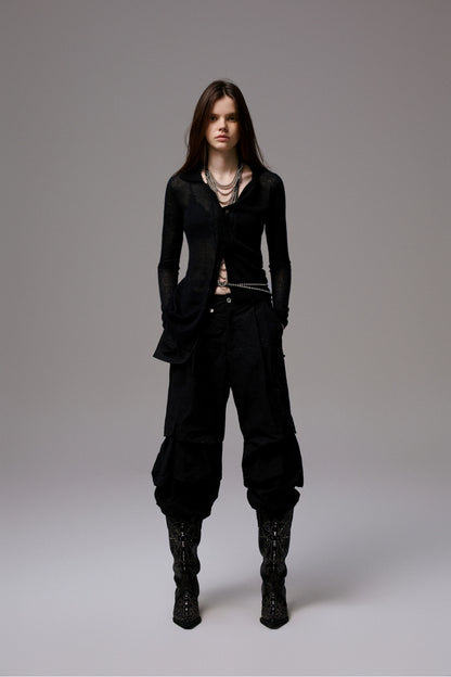 Mohair Slim Transparent Cardigan