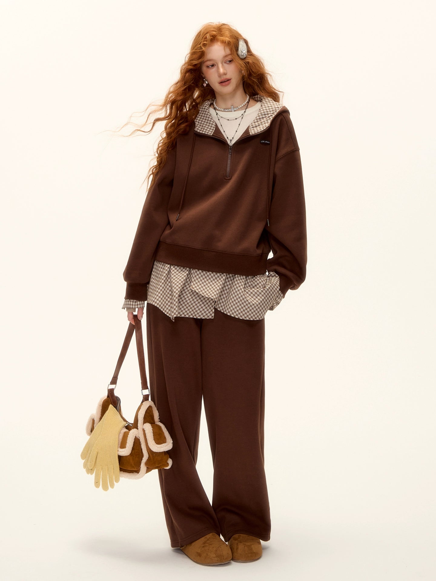 Plaid Hoodie Sweatpants Set