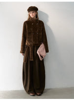 Stand Collar Cropped Fur Jacket