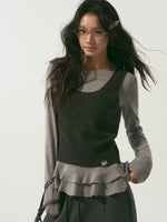 Blue & Black Knit Vest Set