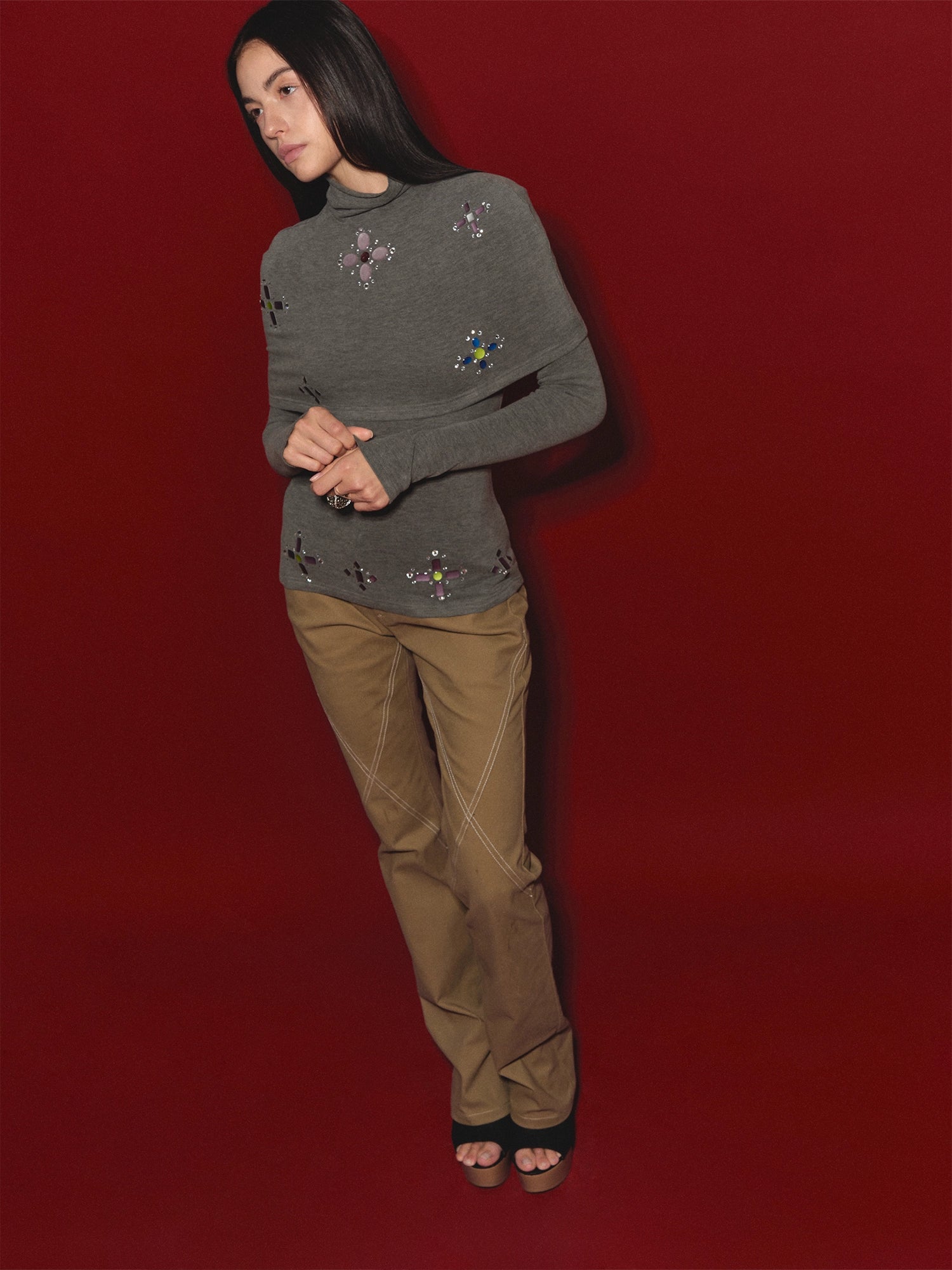 Gem-Detail Two-Piece Knit Set