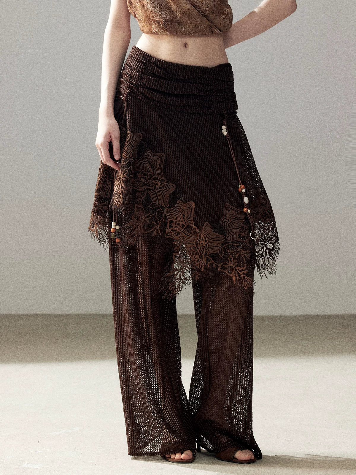 Lace Patchwork Wide Leg Pants