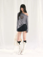 Gray Leopard Heart Top
