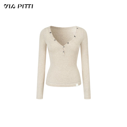 Button Detail Crewneck Top