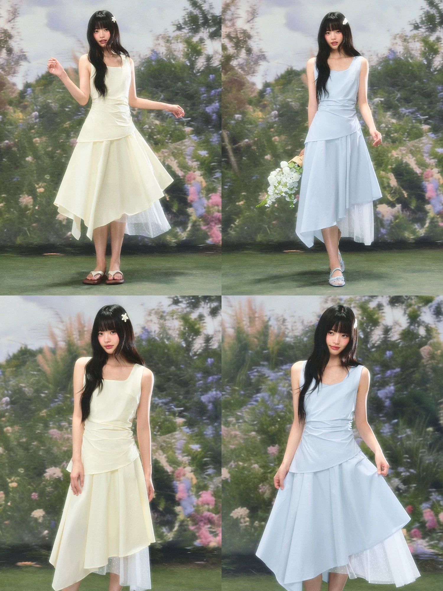 Asymmetrical Square-neck Dress