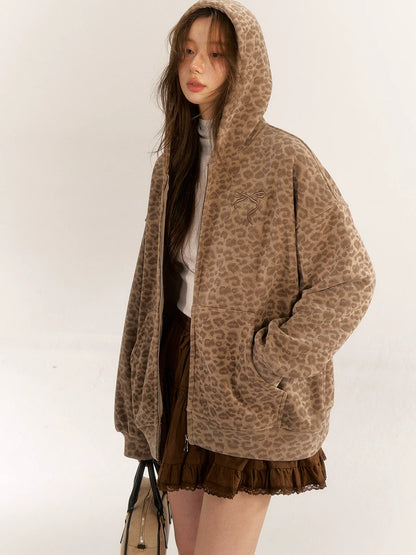 Brown &amp; Gray Leopard Print Cardigan