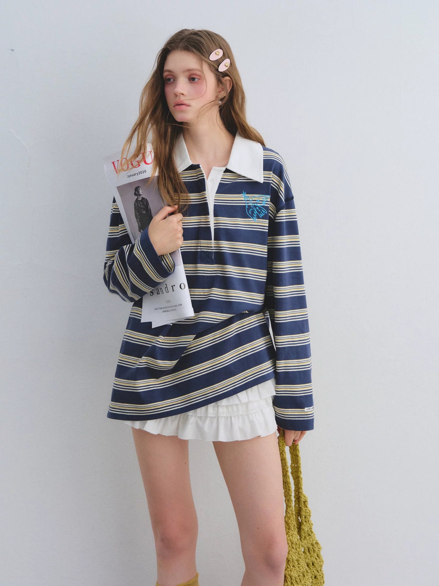 Striped Embroidered Polo Tee