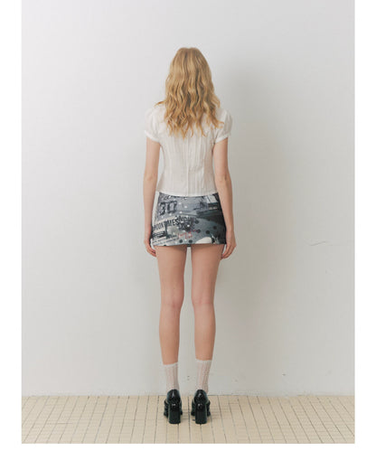 Shell Button Puff Sleeve Shirt