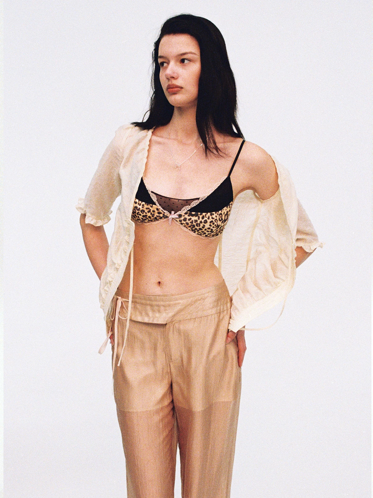 Leopard Mesh Bow Bralette