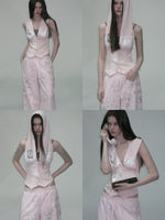 Pink Printed Hood Tank Top