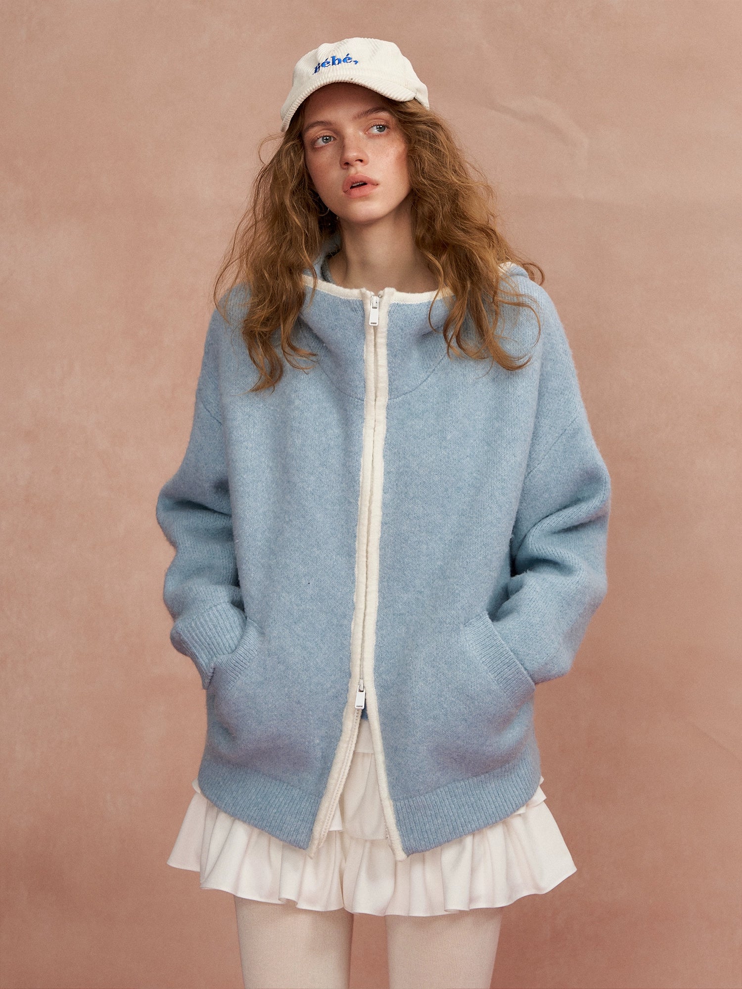 Contrast Trim Hooded Cardigan