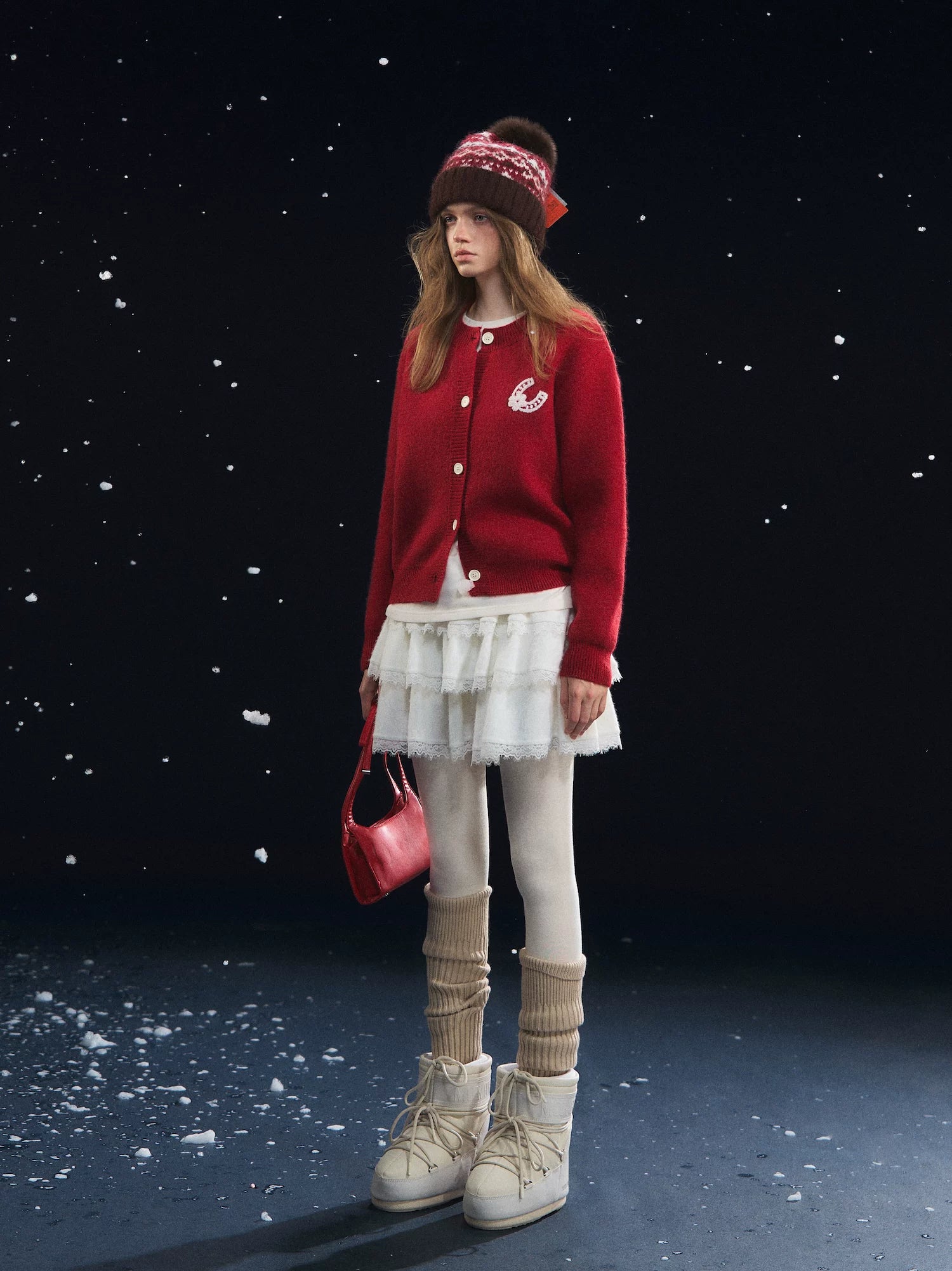 Red Pony Print Crewneck Cardigan