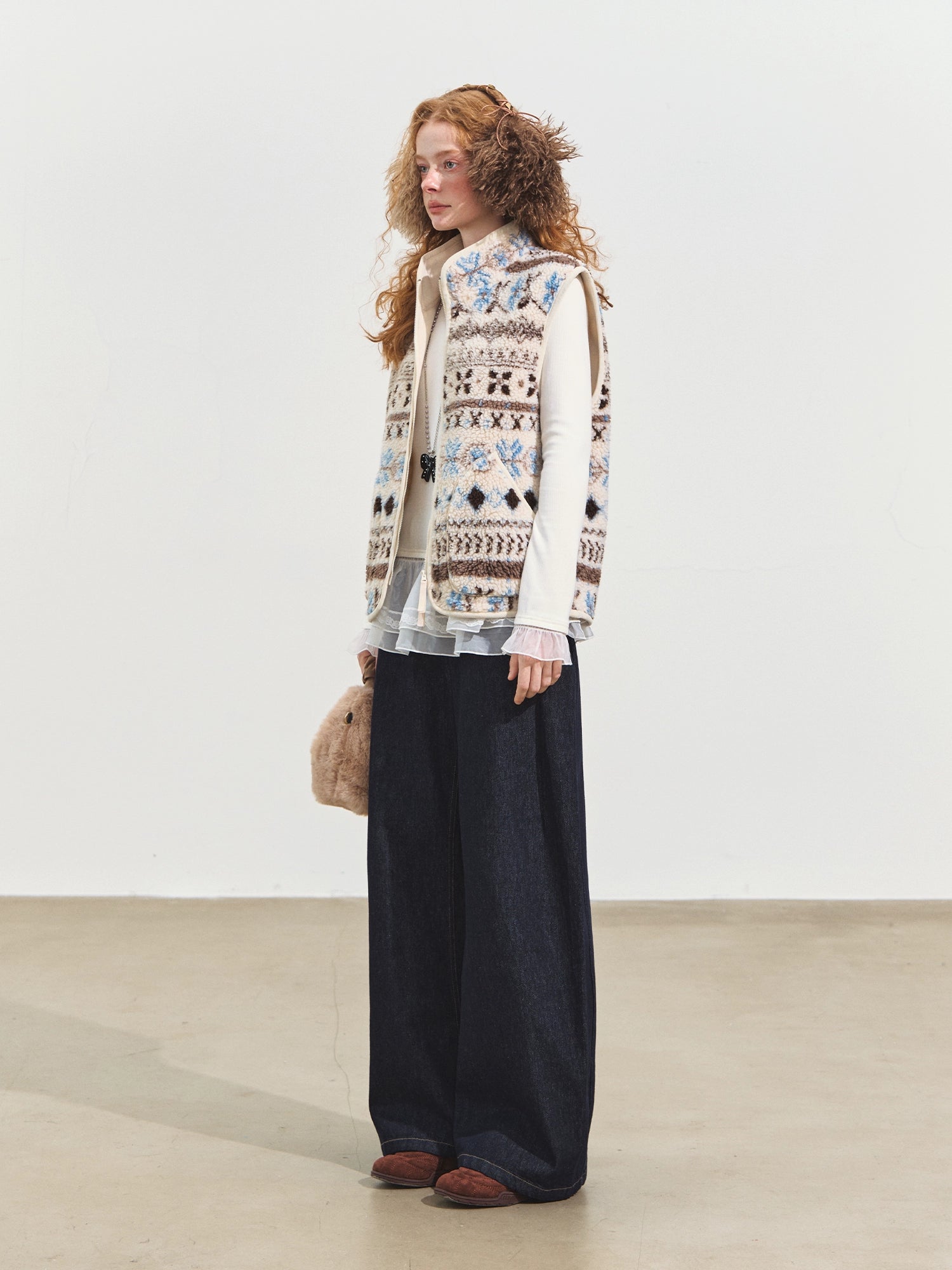Fair Isle Patterned Fleece Vest