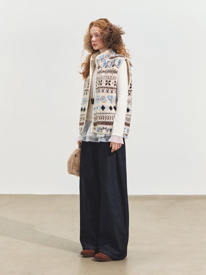 Fair Isle Patterned Fleece Vest