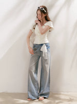 Lace Tie Wide-Leg Jeans