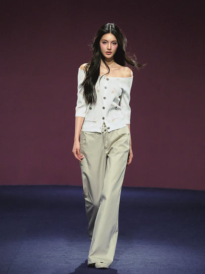 Double-Waistband Two-Piece Straight-Leg Pants