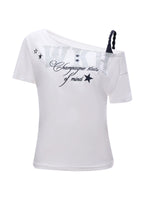 Star Print Off Shoulder Tee