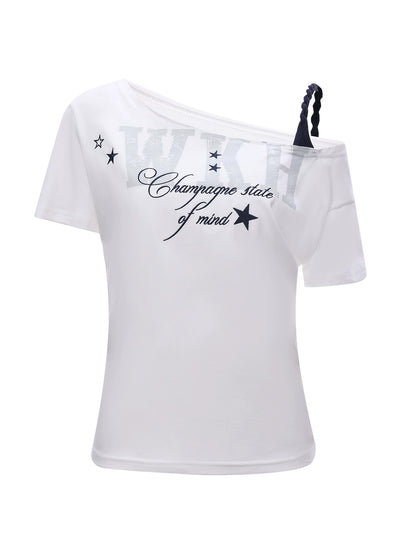Star Print Off Shoulder Tee