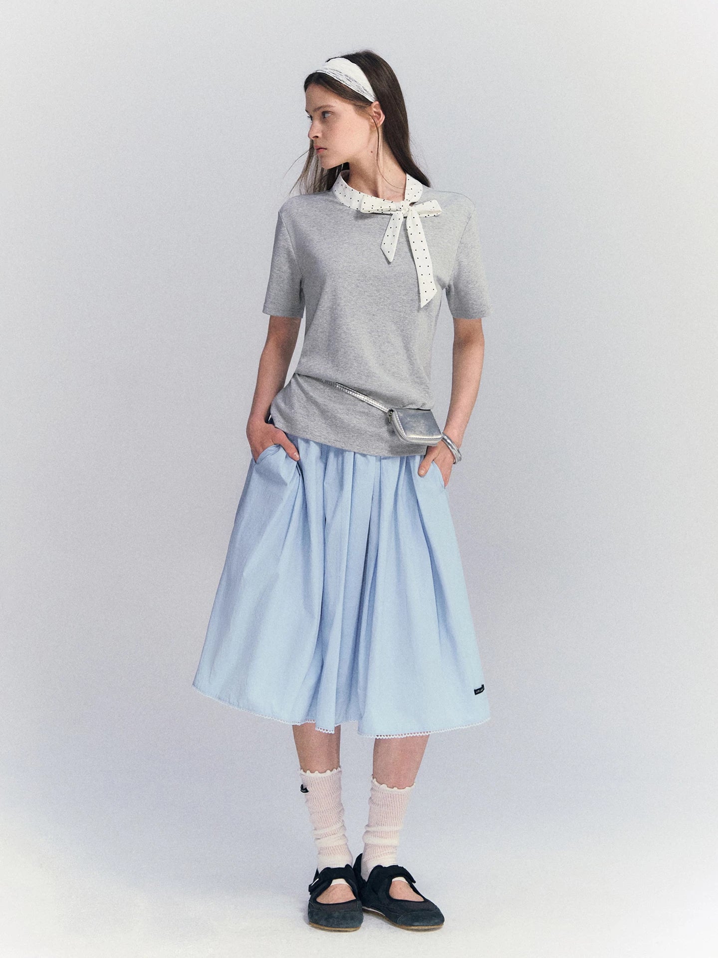 Lace Pleated Midi Skirt