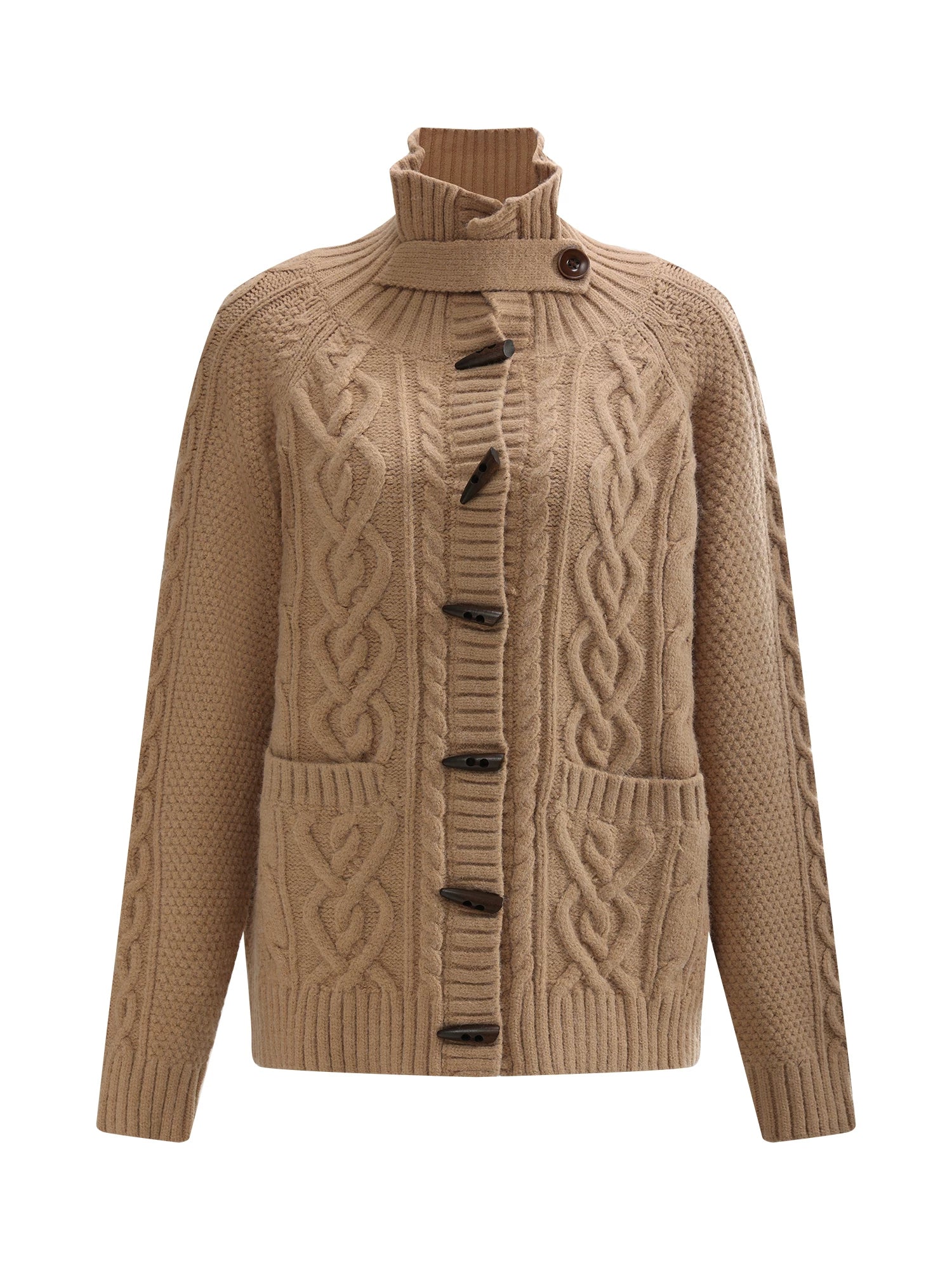 Light Brown Toggle Knit Cardigan