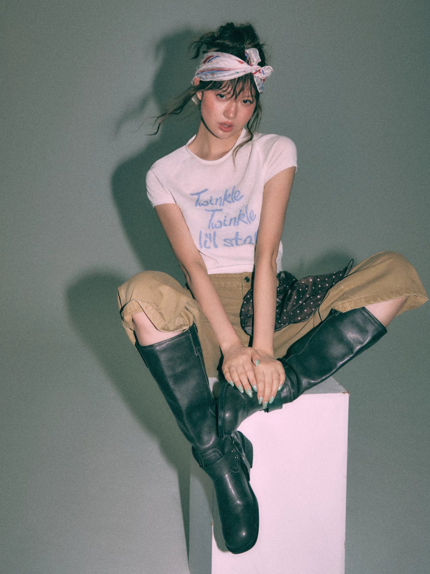 White Little Star Knit T-shirt