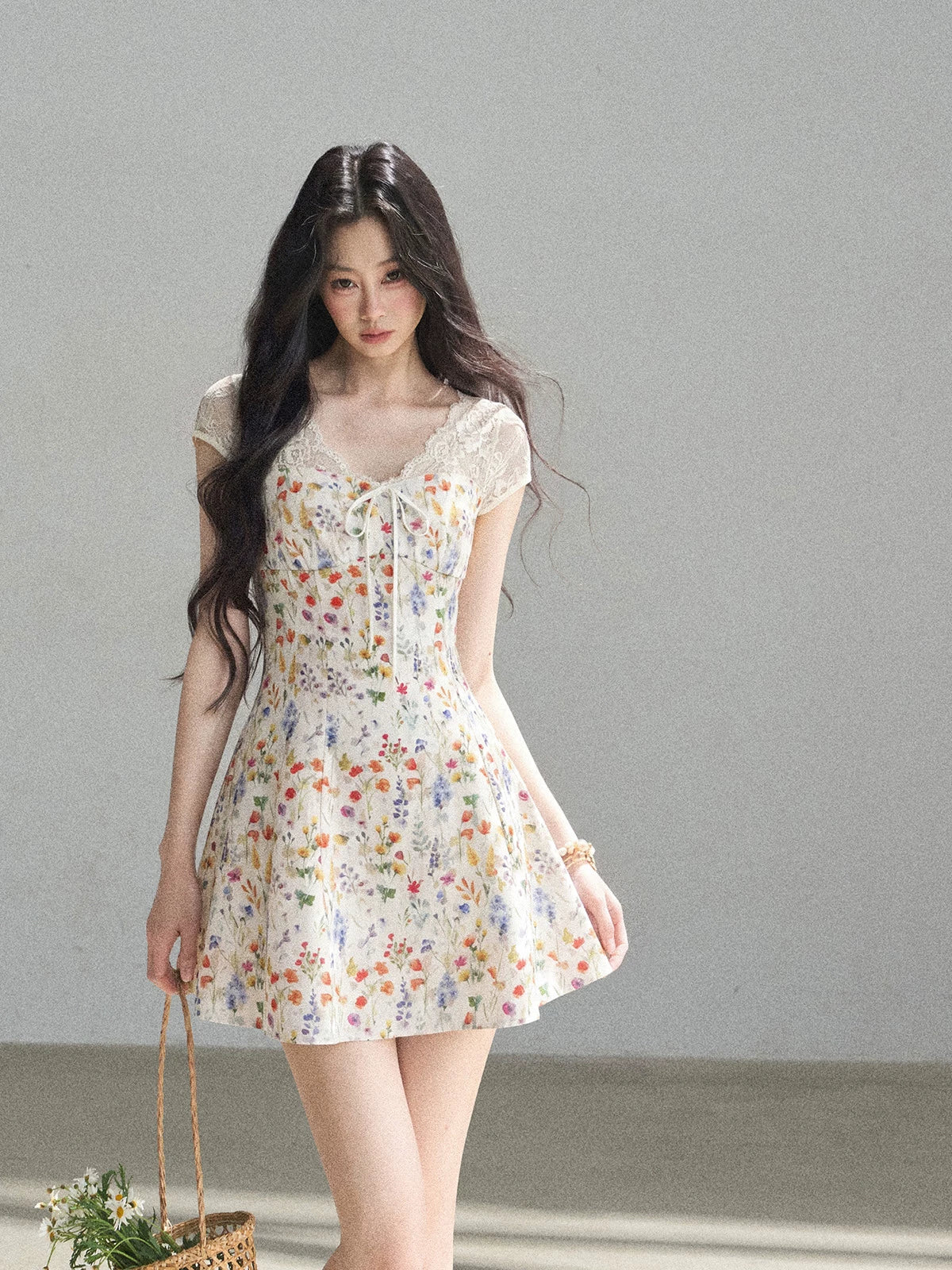 Lace Floral Mini Dress