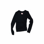 Ruched Crewneck Long-Sleeve Blouse