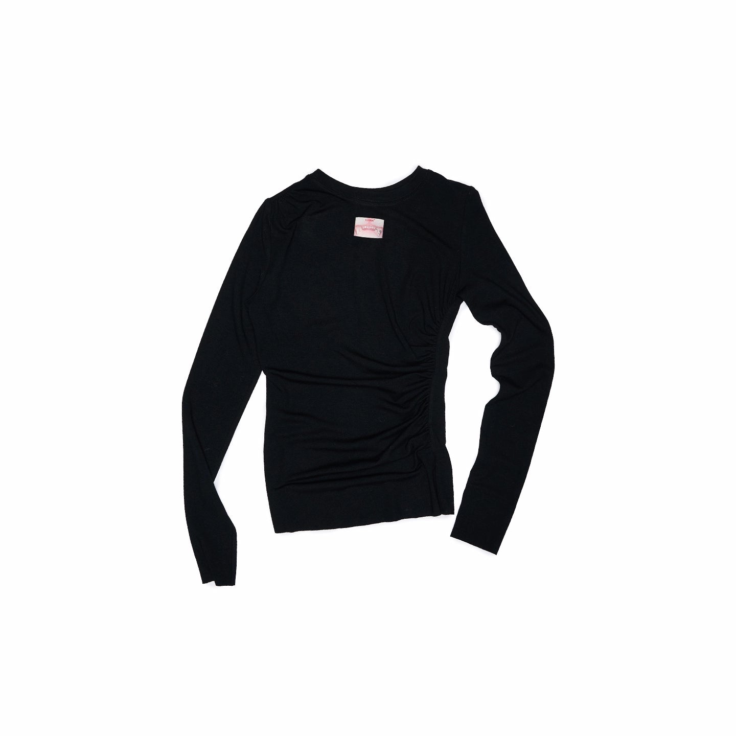 Ruched Crewneck Long-Sleeve Blouse