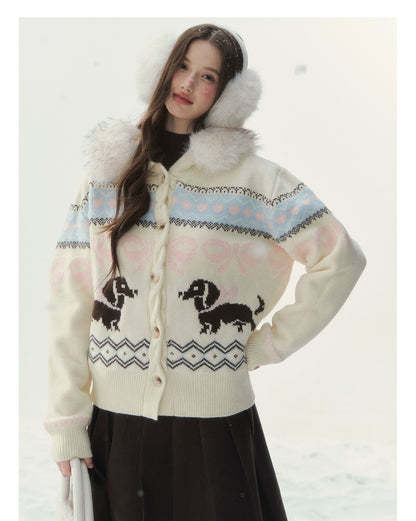Vintage Fair Isle Dachshund Cardigan