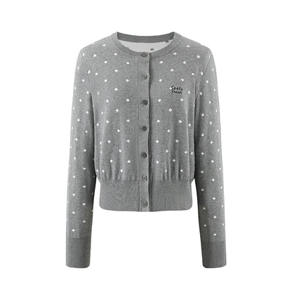 Blue &amp; Gray Polka Dot Knit Cardigan