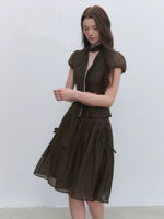 Lyocell Tie Blouse & Skirt Set