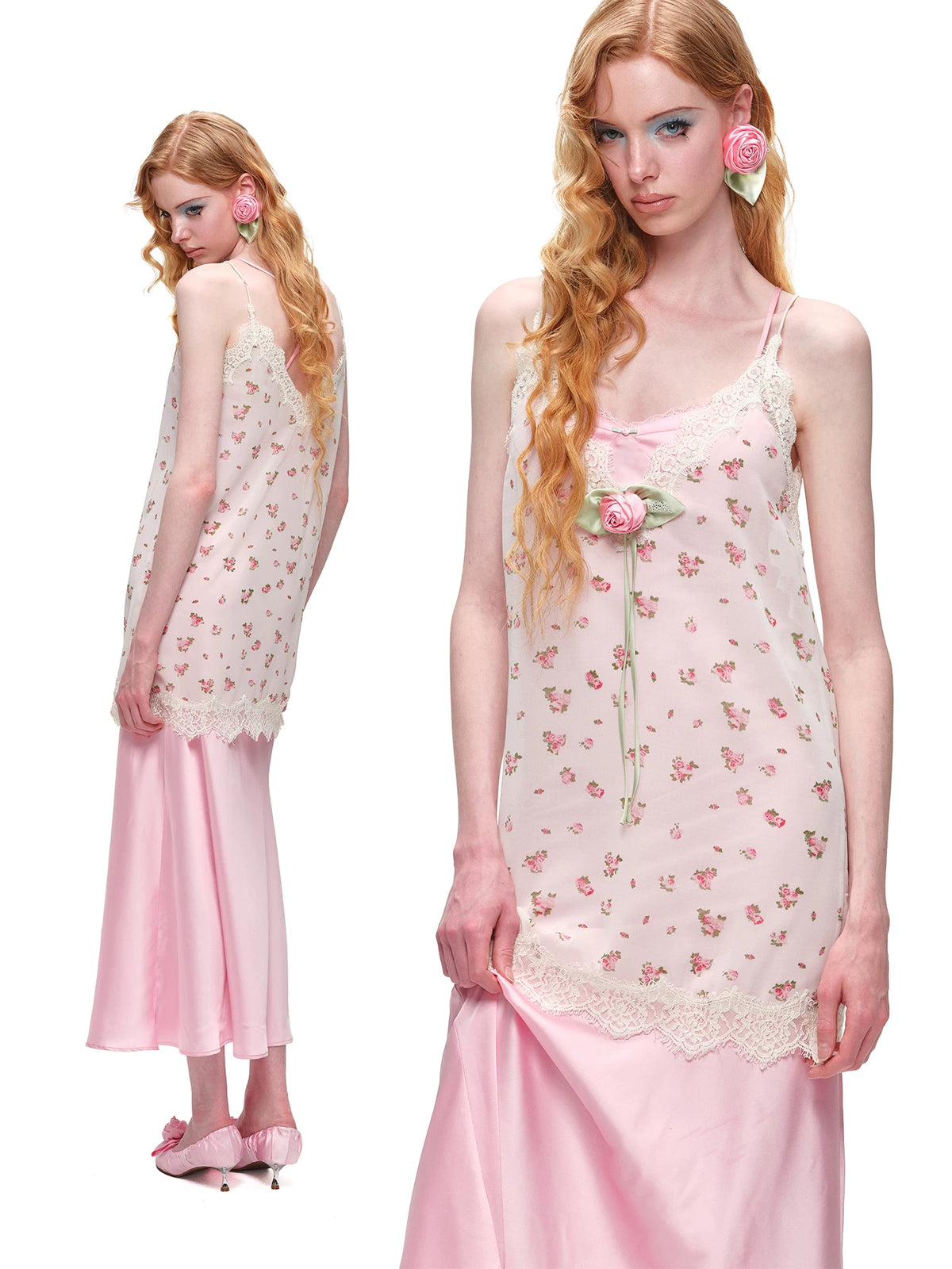 Layered Lace Chiffon Dress