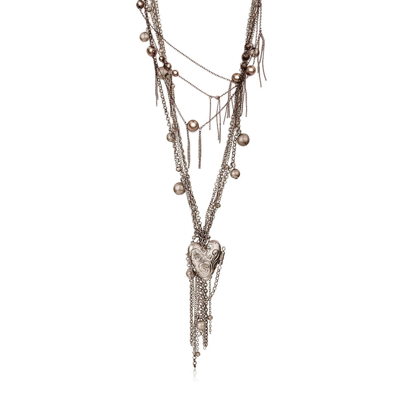 Multi-Layer Heart Tassel Necklace