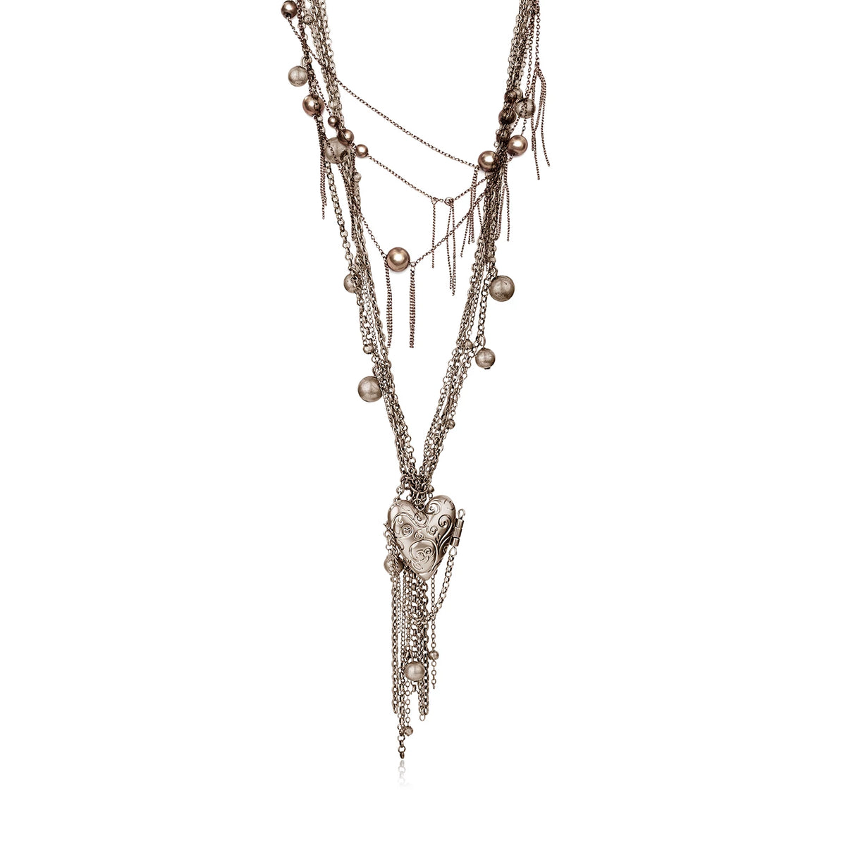 Multi-Layer Heart Tassel Necklace
